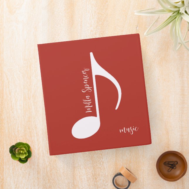 Music Note, Music-Lessons Brick-Red  3 Ring Binder (In Situ)
