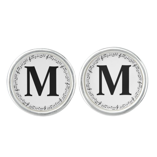Music note Musician Monogram  Cufflinks (Front)