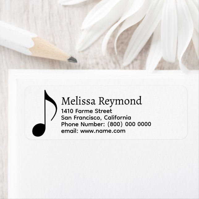 Music Note & Musician Name black and white Label (Insitu)