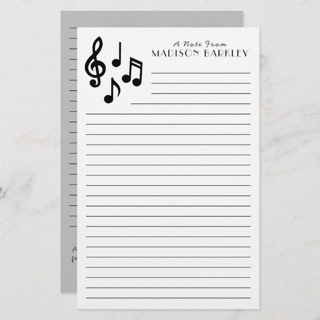 Music Note Musician Teacher Stationery (Front/Back)