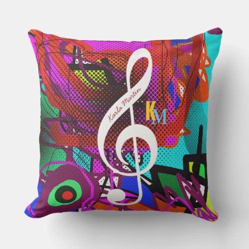 music note on abstract outdoor pillow