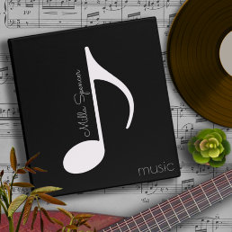Music Note on Black, Music-Lessons 3 Ring Binder