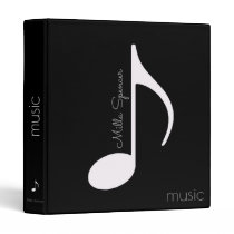 music note on black, music-lessons 3 ring binder music note on black, music-lessons 3 ring binder