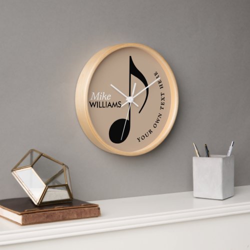 Music Note on Wall_Clock with Name Clock