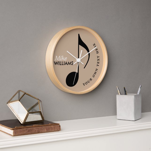 Music Note on Wall_Clock with Name Clock (Office)