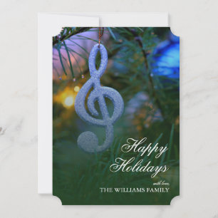 Music Note Ornament on Tree Holiday Card