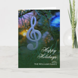 Music Note Ornament on Tree Holiday Card