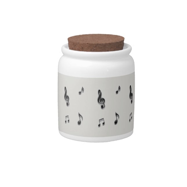 Music Note Pattern Black Grey Thank You Teacher Candy Jar (Front)