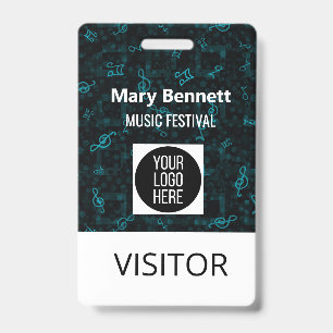 Music Note Pattern Lanyard   Event Badge Holder   