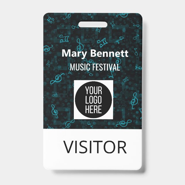 Music Note Pattern Lanyard | Event Badge Holder |  (Front)