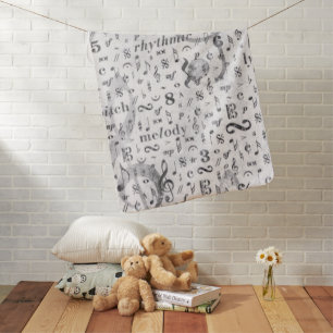 Music Note Pattern Music Theme Baby Blanket
