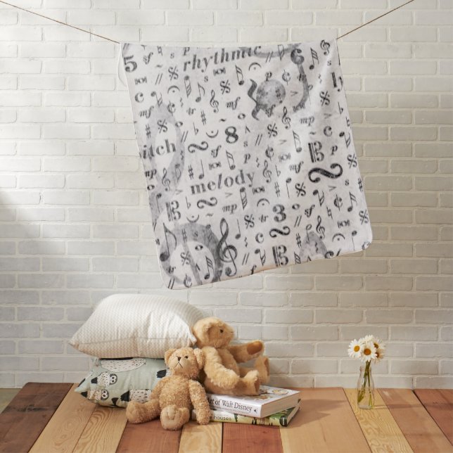 Music Note Pattern Music Theme  Baby Blanket (In Situ)
