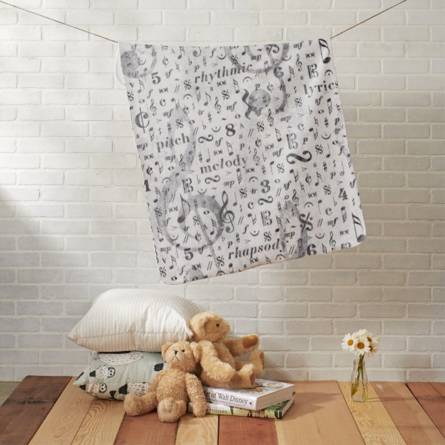 Music Note Pattern Music Theme  Baby Blanket (In Situ)