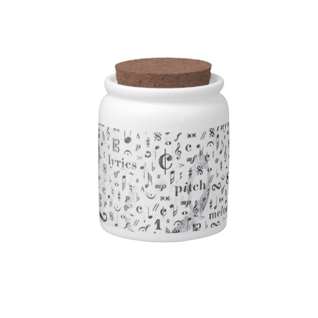 Music Note Pattern Music Theme Candy Jar (Front)