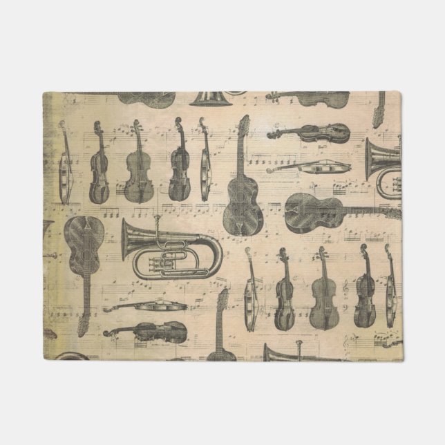 music note Pattern Music Theme Doormat (Front)