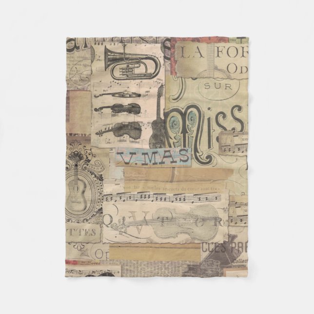music Note Pattern Music Theme Fleece Blanket (Front)