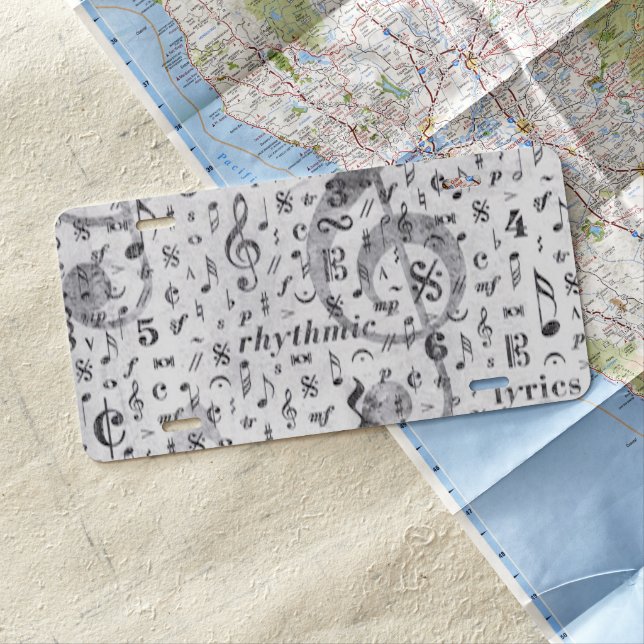 Music Note Pattern Music Theme  License Plate (In Situ)