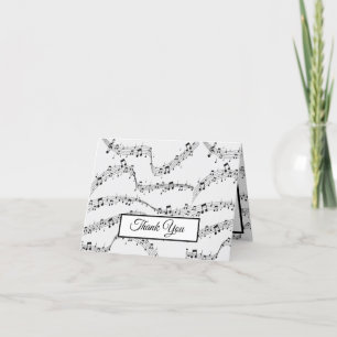 Music Note Pattern Music Theme Musician Letterpress Thank You Card