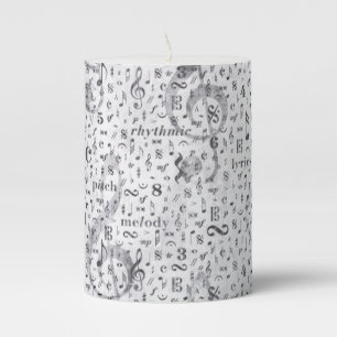 Music Note Pattern Music Theme Pillar Candle