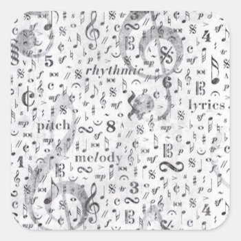 Music Note Pattern Music Theme Square Sticker by The_Music_Shop at Zazzle