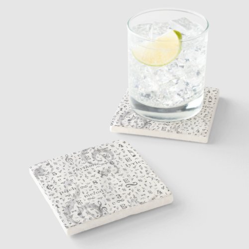 Music Note Pattern Music Theme Stone Coaster