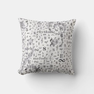 Music Note Pattern Music Theme Throw Pillow