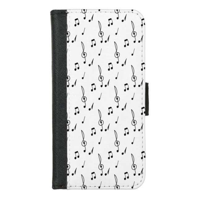 music note Pattern Music Theme Treble Clef iPhone Wallet Case (Front)