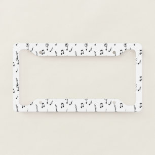 music note Pattern Music Theme Treble Clef License Plate Frame