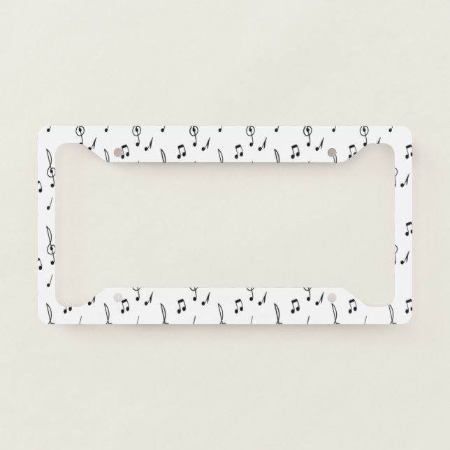 music note Pattern Music Theme Treble Clef  License Plate Frame (Front)