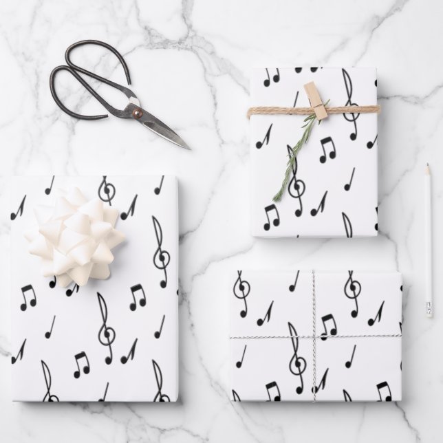 music note Pattern Music Theme Treble Clef  Wrapping Paper Sheets (Front)