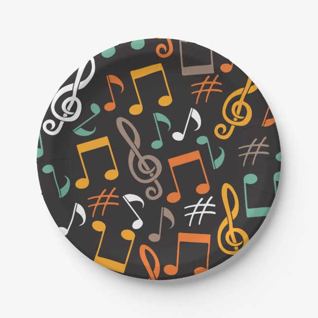 Music note pattern paper plates (Front)