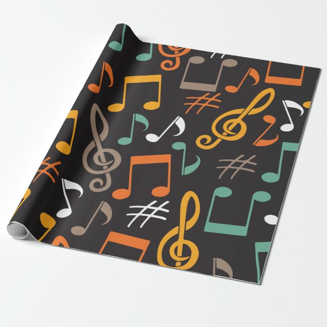 Music note pattern wrapping paper (Unrolled)