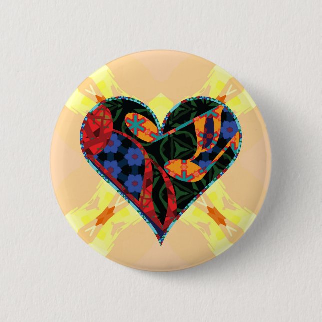 Music Note Patterned Heart Button (Front)