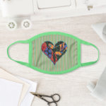 Music Note Patterned Heart Face Mask