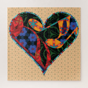 Music Note Patterned Heart Jigsaw Puzzle