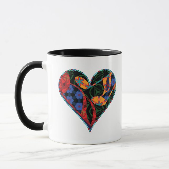Music Note Patterned Heart Mug (Left)