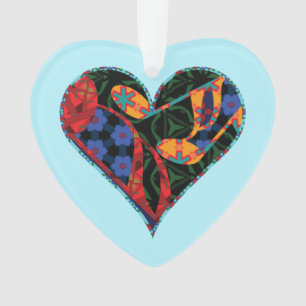 Music Note Patterned Heart Ornament