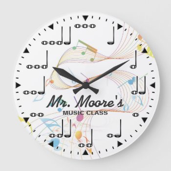 Music Note Personalizable Wall Clock by NiceTiming at Zazzle