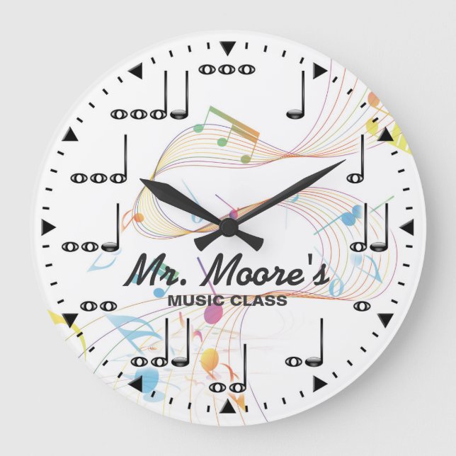 Music Note Personalizable Wall Clock (Front)