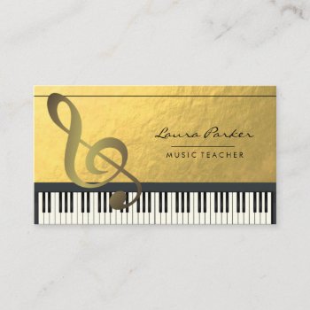 Music Note Piano Keyboard Musician Gold Foil Business Card by tsrao100 at Zazzle