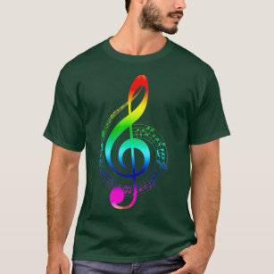 Music Note Rainbow Treble Clef Musical Symbol T-Shirt