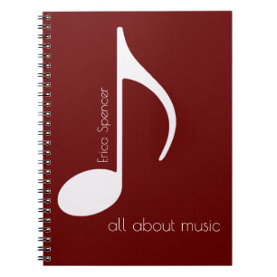 Music Note Red, Music-Lessons Notebook