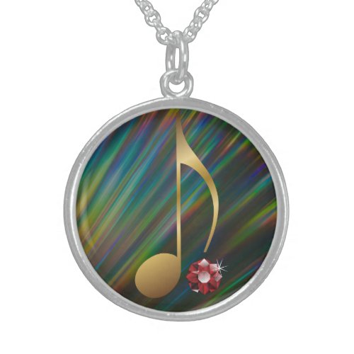 Music Note Ruby Necklace _ Golden Notes