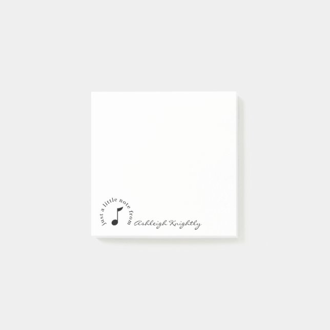 Music Note Script Name Black White Personalized (Front)