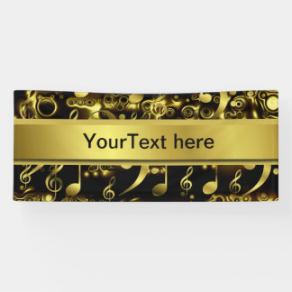 music, note, sheet music, gold, banner, template, banner