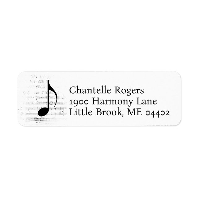 Music Note Sheet Music Musician Singer Address Label (Front)