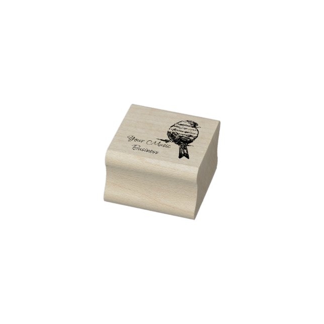Music Note Singing Song Bird Business Name Rubber Stamp (Stamp)