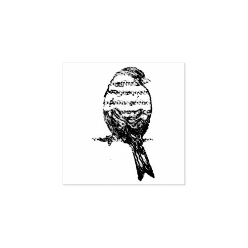 Music Note Singing Song Bird Rubber Stamp
