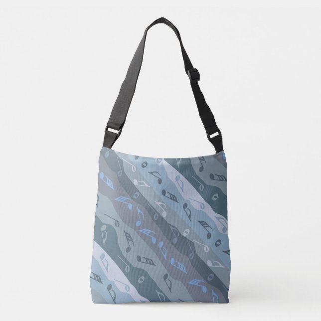 Music Note Stripes Blue Crossbody Bag (Front)