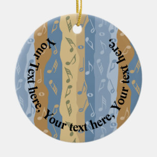 Music Note Stripes Brown And Blue Ornament